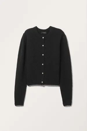 Monki Knitted Puffy Sleeve Cardigan