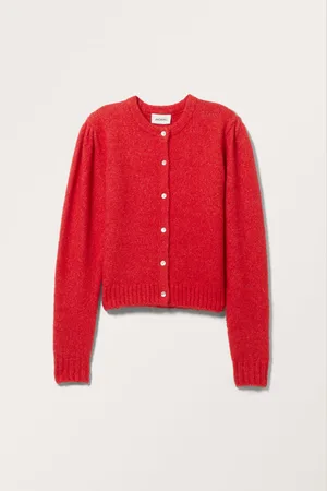Monki Knitted Puffy Sleeve Cardigan