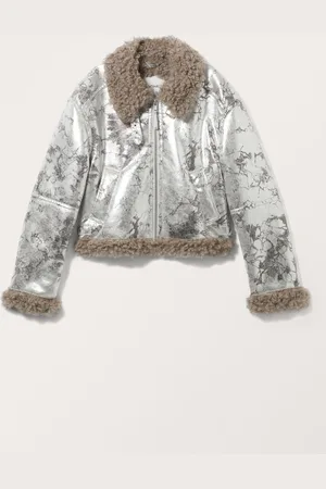 Monki Cropped Faux Leather Biker Jacket