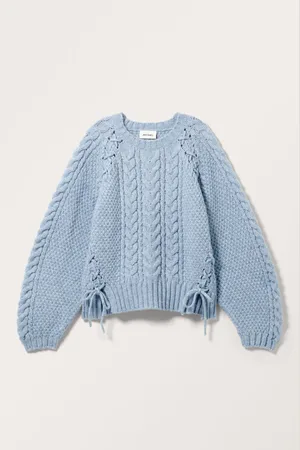 Monki Cable-Knit Lace-up Sweater