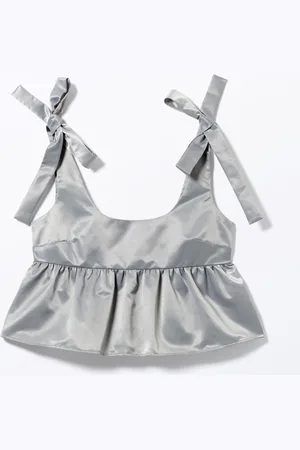 Monki Frilled Peplum Nylon Blouse