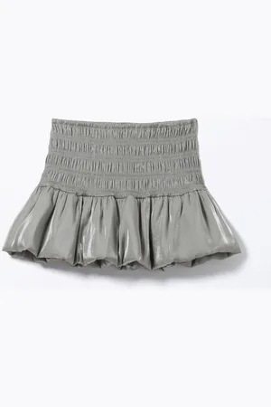 Monki Smocked Mini Balloon Skirt