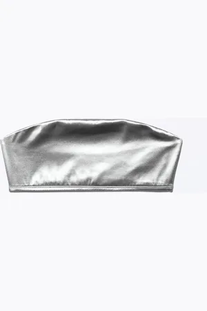 Monki Metallic Bandeau Bikini Top