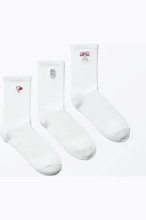 Monki 3-pack Embroidered Socks