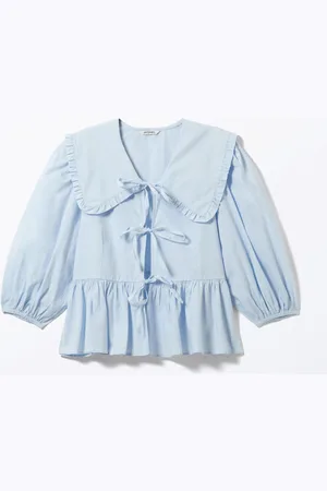 Monki Peplum Poplin Cotton Blouse