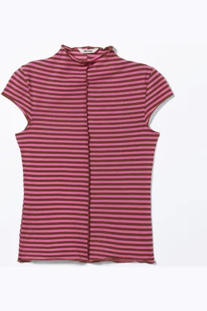 Monki Fitted Cap-Sleeved Mock-Turtleneck T-shirt