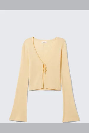 Monki Ribbed Tie-Front Cardigan