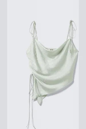 Monki Asymmetric Satin Strap Top