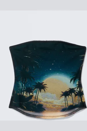 Monki Printed Mesh Bandeau Top