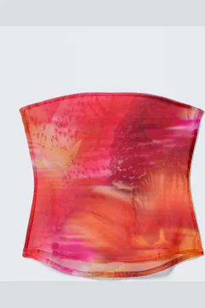 Monki Printed Mesh Bandeau Top
