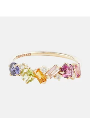 Suzanne Kalan Rainbow 14kt gold ring with sapphires and diamonds