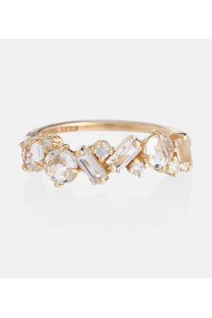 Suzanne Kalan Amalfi 14kt gold ring with diamonds and topaz