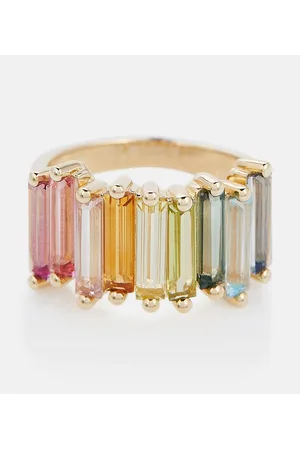 Suzanne Kalan Rainbow 14kt gold ring with topazes