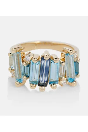 Suzanne Kalan 14kt gold ring with topaz and white diamonds