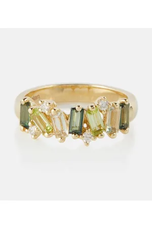 Suzanne Kalan Blossom 14kt gold ring with diamonds, topaz, peridot and amethyst