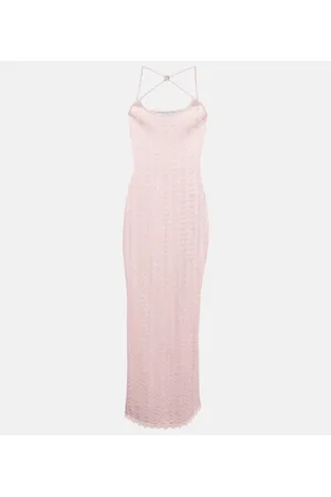 Alessandra Rich Crystal-embellished lace maxi dress