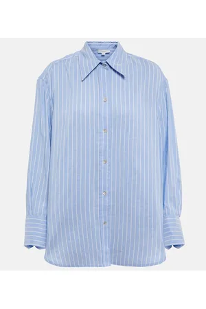 Vince Dame Langermede - Pinstriped linen-blend shirt