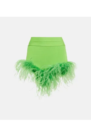 GIUSEPPE DI MORABITO Feather-trimmed knitted shorts