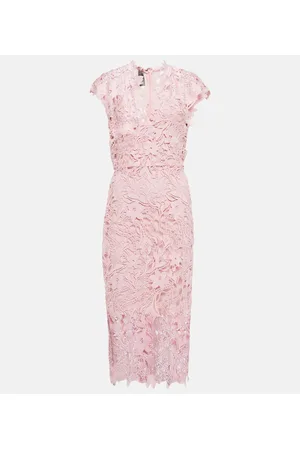 MONIQUE LHUILLIER Floral lace midi dress