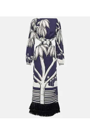 JOHANNA ORTIZ Printed fringe-trimmed cotton maxi dress
