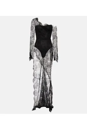 Alessandra Rich One-shoulder lace gown