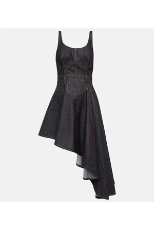 Alexander McQueen Dame Jeanskjoler - Asymmetric denim dress