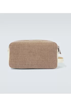 Brunello Cucinelli Herre Clutches - Leather-trimmed cotton and linen pouch