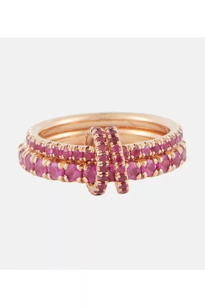 SPINELLI KILCOLLIN Dame Gullringer - Delphinus Rouge Petite Deux 18kt gold ring with sapphires and rubies