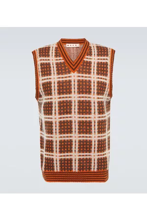 Marni Herre Vester - Checked wool-blend sweater vest