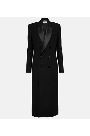 Saint Laurent Dame Ullkåper - Double-breasted wool crÃªpe tuxedo coat