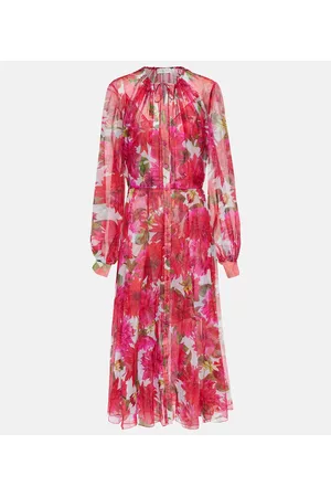 Oscar de la Renta Dame Midikjoler - Floral silk chiffon gown