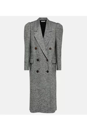 Alessandra Rich Dame Ullkåper - Pinstriped wool-blend coat
