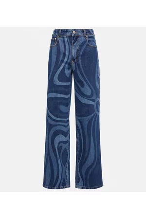 Puccini Dame Wide Leg - Printed wide-leg jeans
