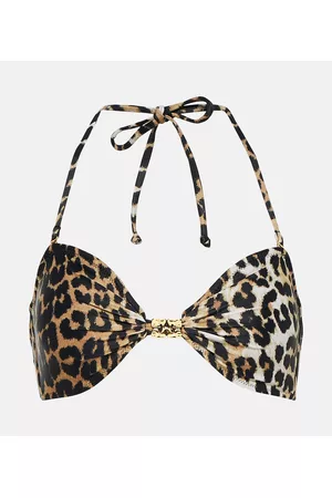 Ganni Dame Bikinier - Leopard-print bikini top