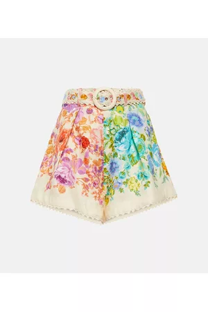 ZIMMERMANN Dame Shorts - Belted floral ramie shorts