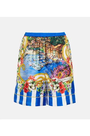 Dolce & Gabbana Dame Shorts - Portofino high-rise printed silk shorts