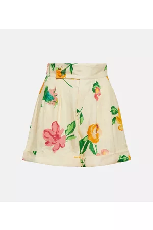 AlÃ©mais Dame Shorts - Floral high-rise linen shorts