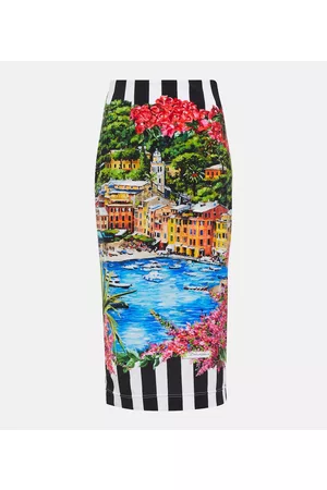 Dolce & Gabbana Dame Midiskjørt - Portofino printed jersey midi skirt