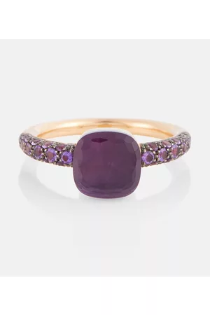 Pomellato Dame Gullringer - Nudo Petit 18kt rose and white gold ring with amethyst and jade