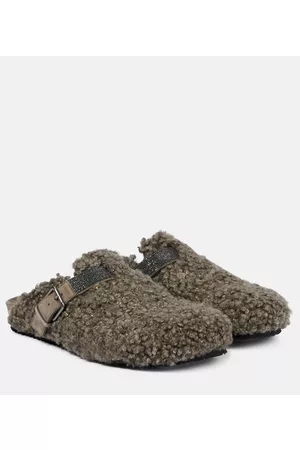 Brunello Cucinelli Dame Loafers - Embellished shearling slippers