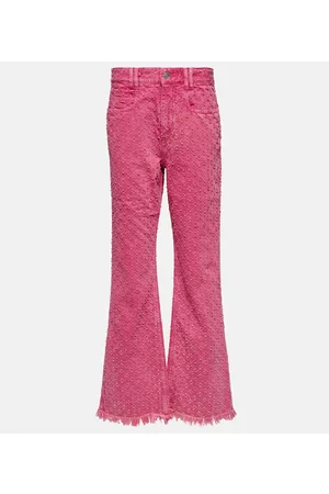 Isabel Marant Dame Bootcut - High-rise straight eyelet jeans