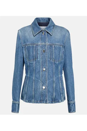 Sandro Augustin Monogram Panelled Denim Shirt In Blue