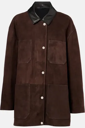 Nour Hammour Barn leather-trimmed suede field jacket