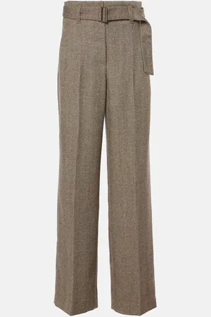 Brunello Cucinelli Herringbone wool-blend wide-leg pants