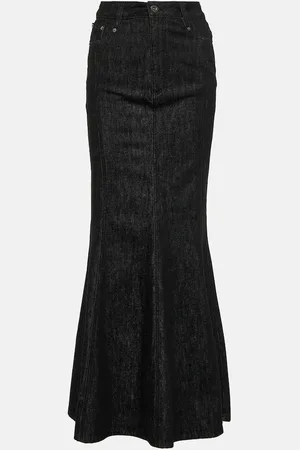 Self-Portrait Flared denim maxi skirt