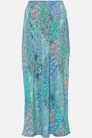 RIXO London Ardith patchwork silk midi skirt
