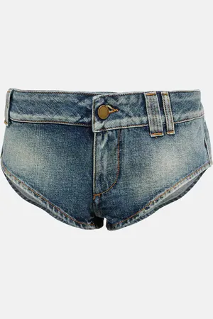 Alessandra Rich Crystal-embellished denim shorts