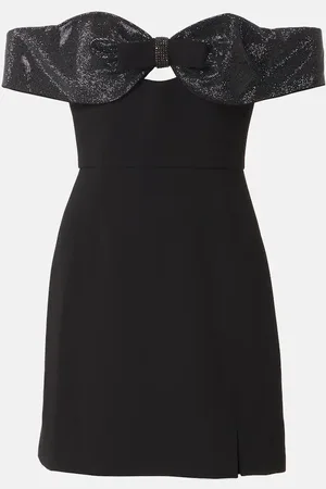 Self-Portrait Bow-detail off-shoulder crÃªpe minidress