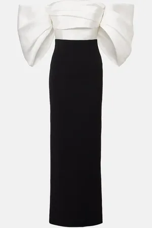 Solace Arla off-shoulder twill & crÃªpe gown