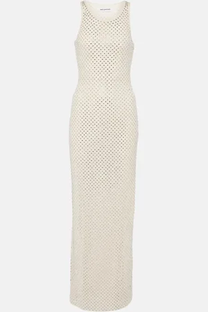 Self-Portrait Embellished mesh maxi dress
